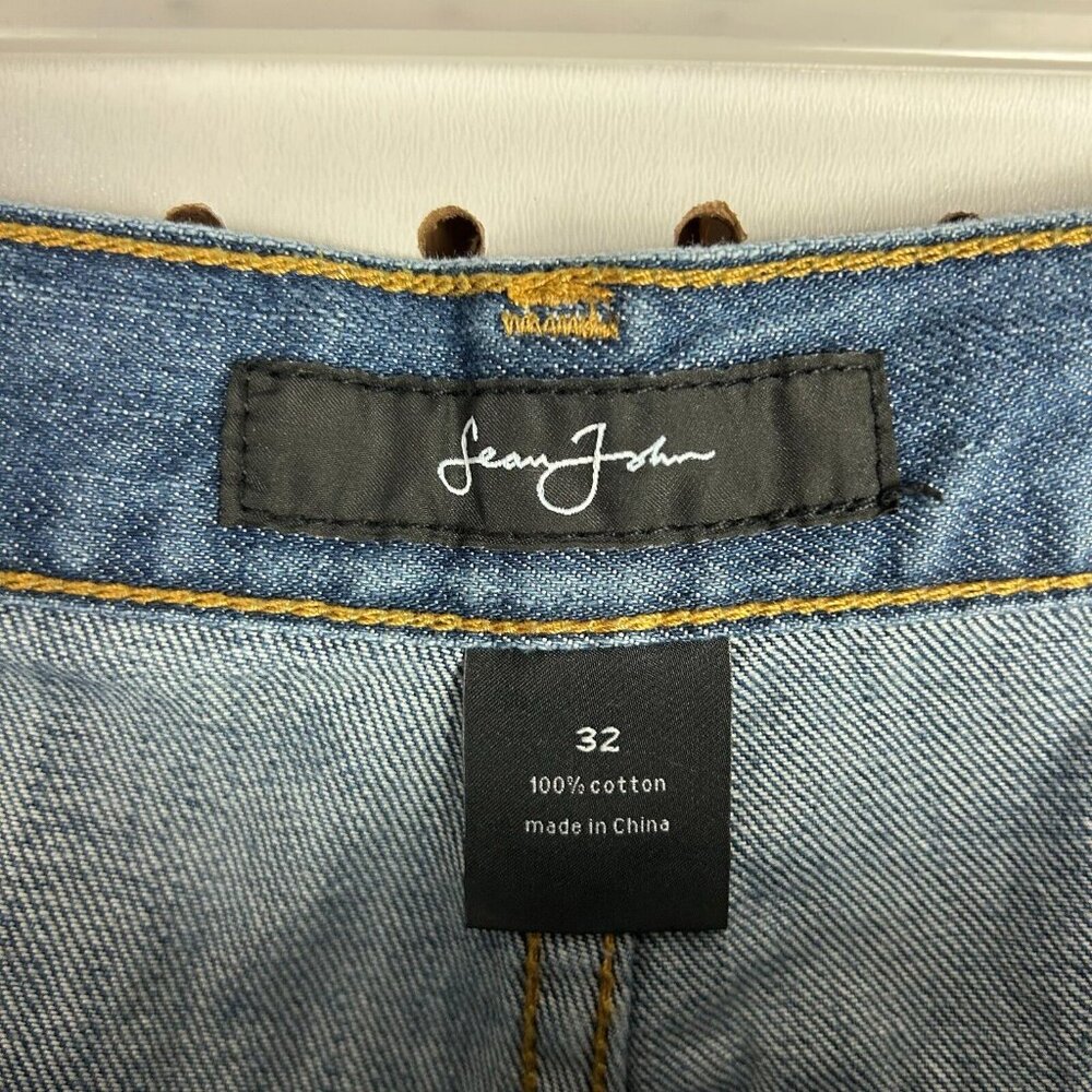 Sean John Baggy Jean Shorts 34 Hip Hop Leather Jorts Wide Leg Skate Y2K Pocket - Picture 5 of 6